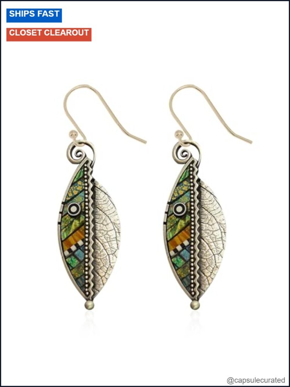 Handmade Lightweight Leaf Drop Dangle Enamel Earrings for Women